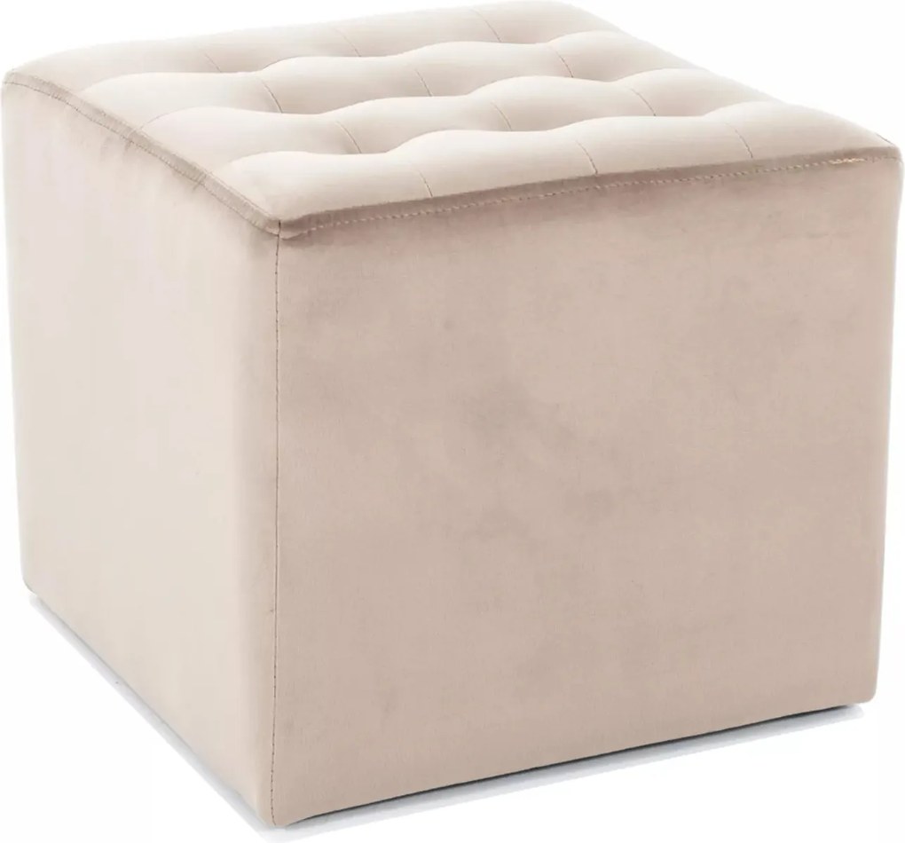 Pouf Lori Velvet in velluto beige – 39x39x34 cm