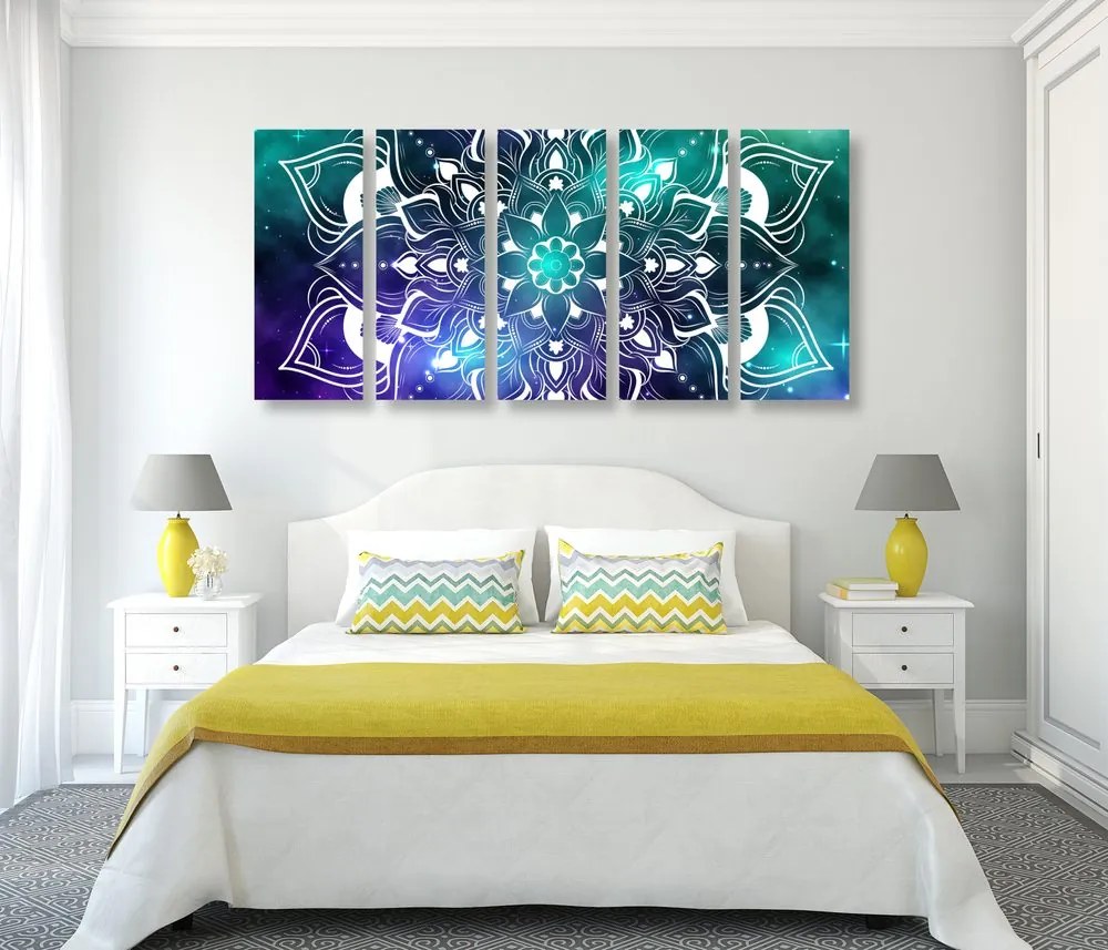 Quadri 5 pezzi – Mandala moderna con motivo orientale