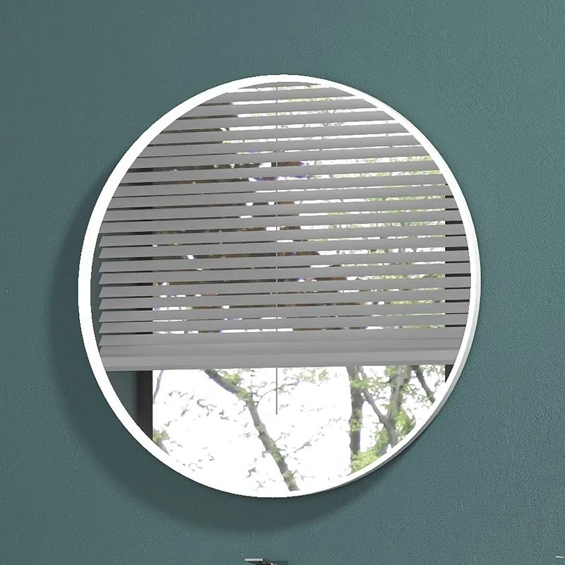 Kamalu - Specchio tondo led retroilluminato 80 cm cornice bianca | KAM-S8000B