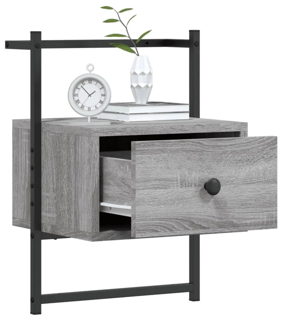 Comodini a Muro 2 pz Grigio Sonoma 35x30x51cm Legno Multistrato