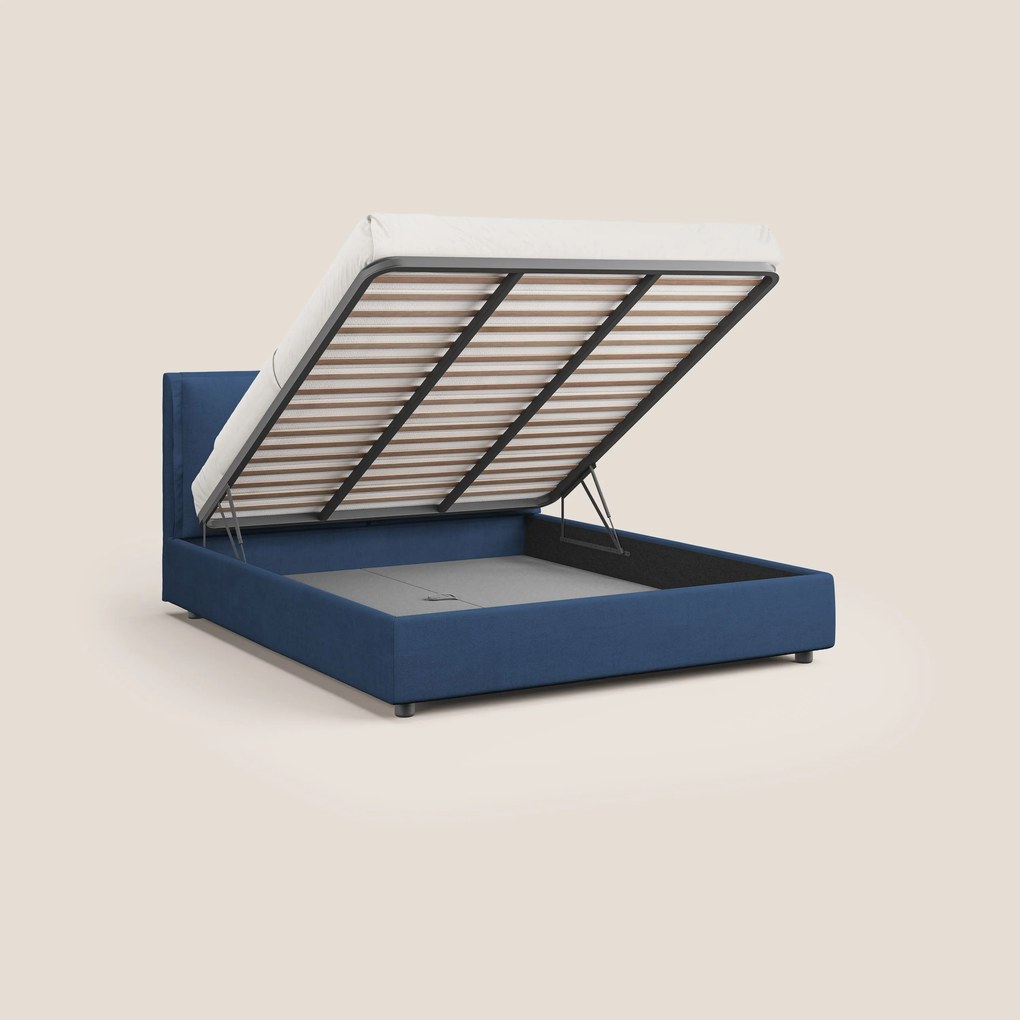 Travis letto contenitore con cuscini mobili trapuntati in tessuto impermeabile T02 blu