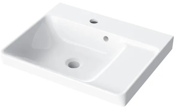 Lavabo da incasso con bordo a vista rettangolare vasca centrale Easy L 51.4 x H 6 x P 42.4 cm in ceramica bianco lucido