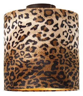 Plafoniera con paralume nero opaco stampa leopardo 25 cm - Combi