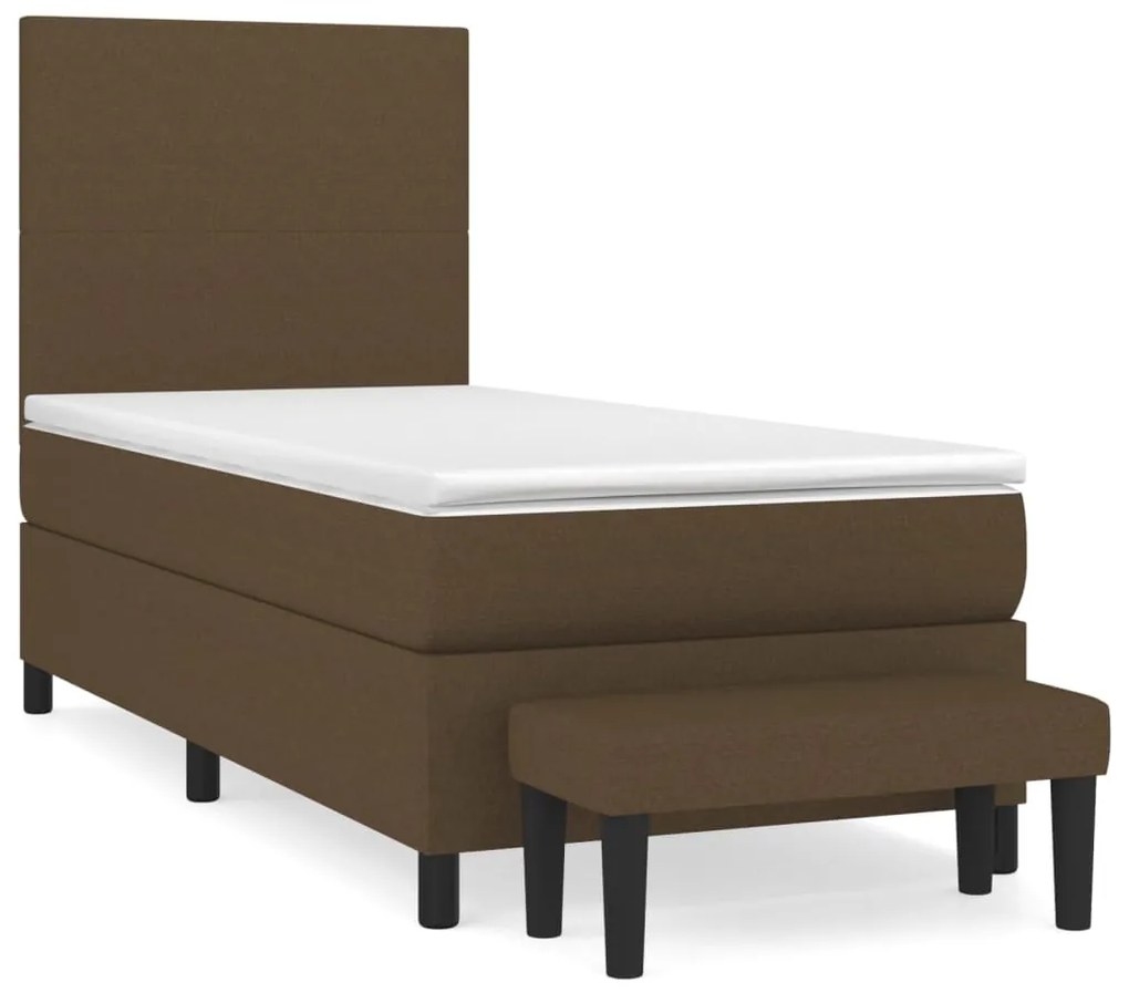 Giroletto a molle con materasso marrone scuro 90x200 cm tessuto