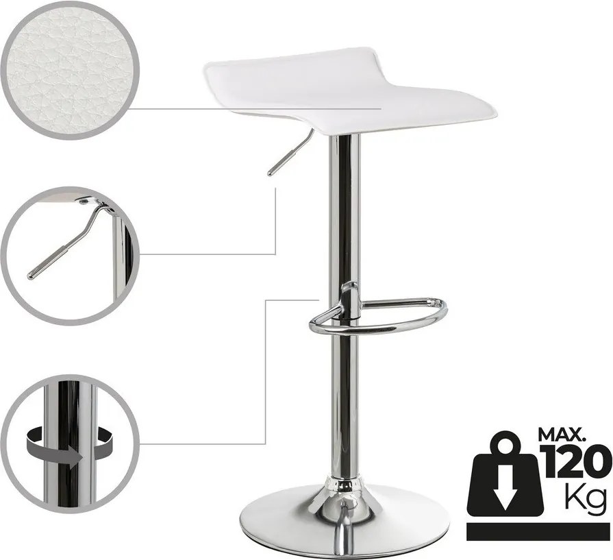 Set di sedie da bar bianca in imbottito con altezza regolabile 2 pz (altezza della seduta 63 cm) – Casa Selección