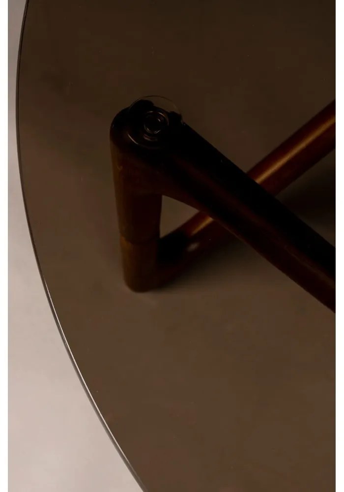 Tavolino da salotto rotondo marrone con piano in vetro ø 80 cm Naia – Dutchbone