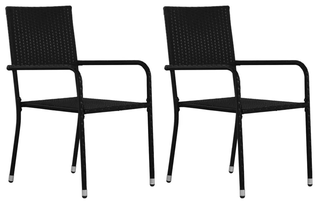 Set mobili da pranzo per giardino 3 pz polyrattan nero