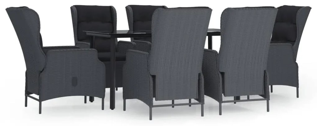 Set da pranzo da giardino 7 pz grigio scuro in polyrattan