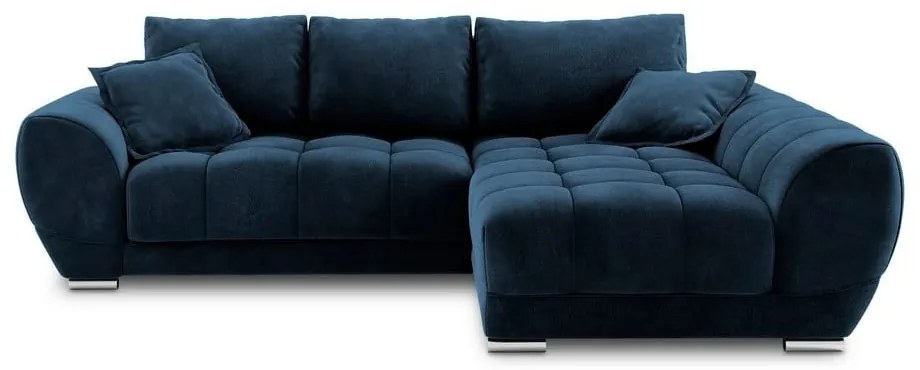 Divano letto angolare blu royal con rivestimento in velluto, angolo destro Nuage - Windsor & Co Sofas