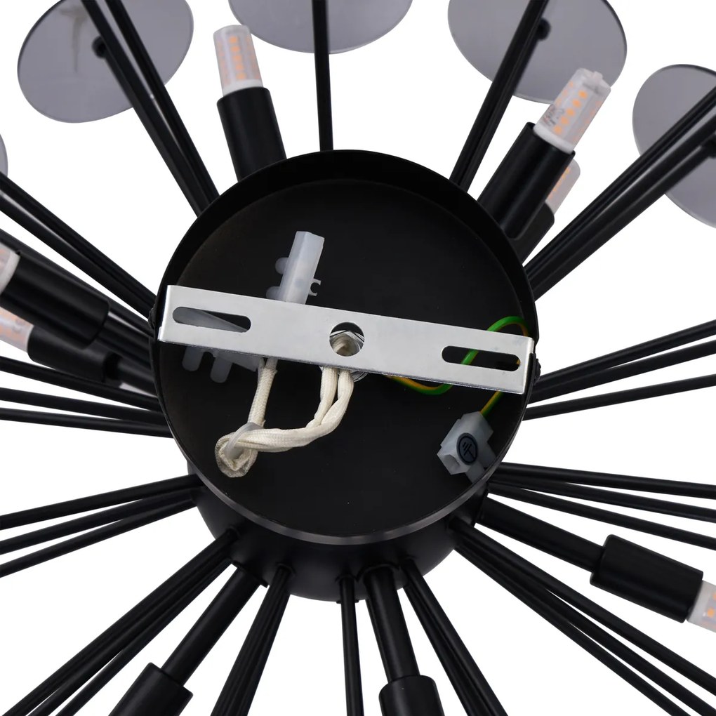 Lampada da soffitto Art Déco nera con vetro fumé - Atomic