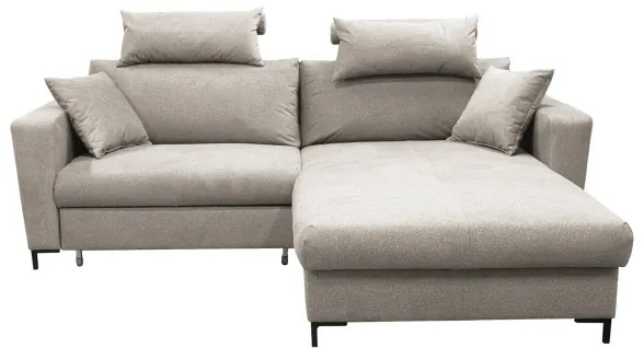 Divano letto angolare con contenitore a L HORTA, lato destro, grigio