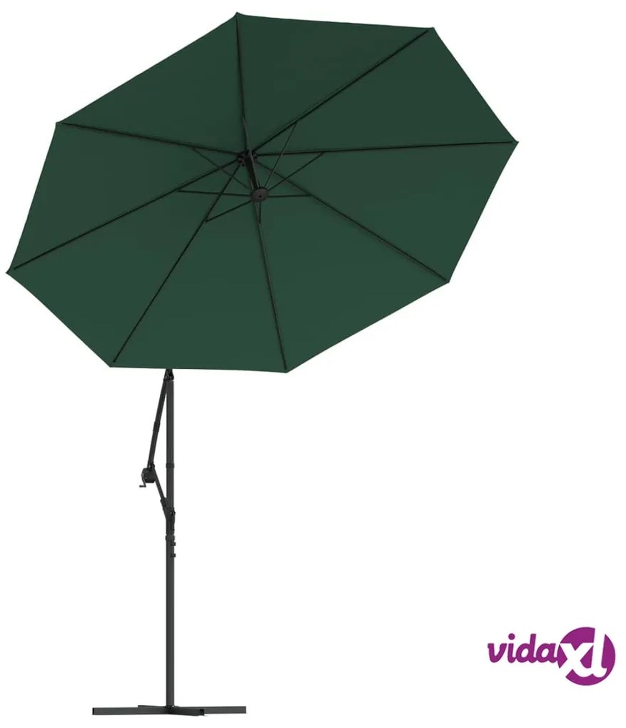 vidaXL Telo di Ricambio per Ombrellone Bianco Verde 350 cm