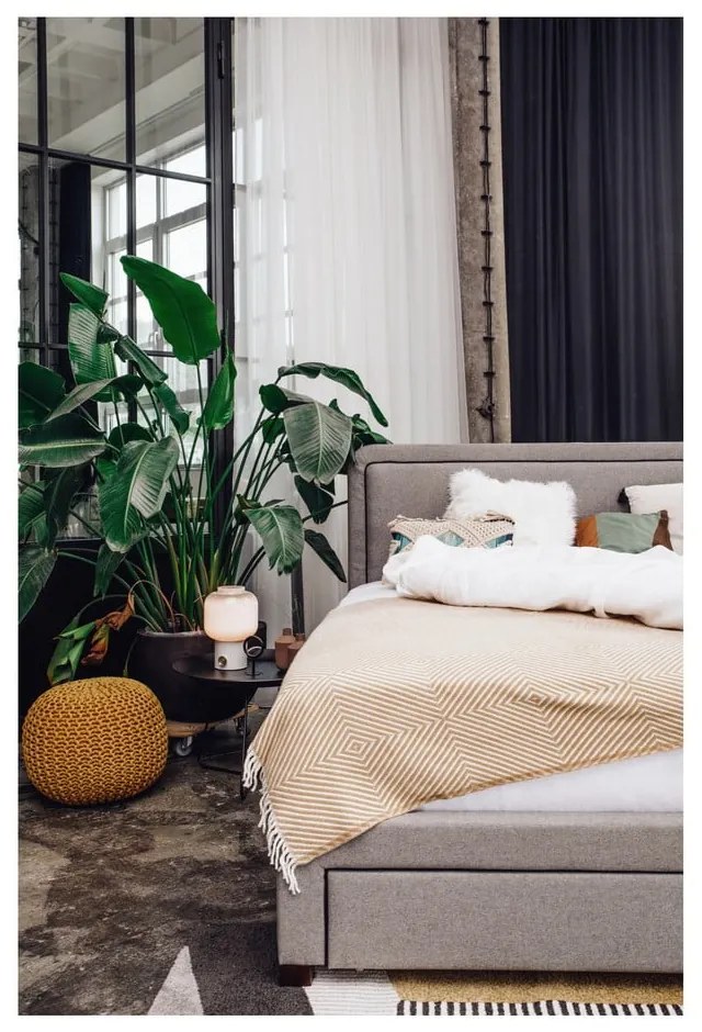 Poggiapiedi giallo con rivestimento in lavorato a maglia Jagger – Bonami Essentials