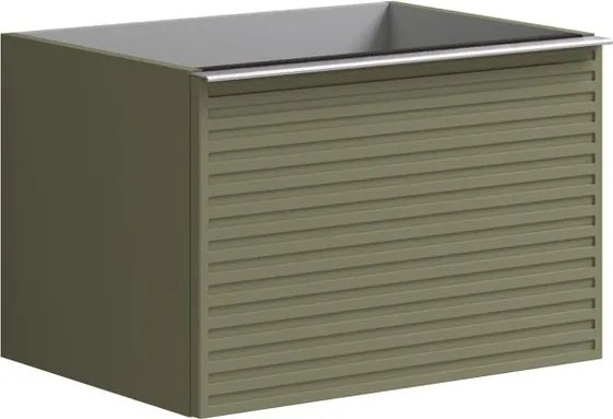Mobile da bagno sospeso sotto lavabo L 60 x H 40 x P 45.5 cm verde salvia laccato, 2 cassetti Pixel stripes