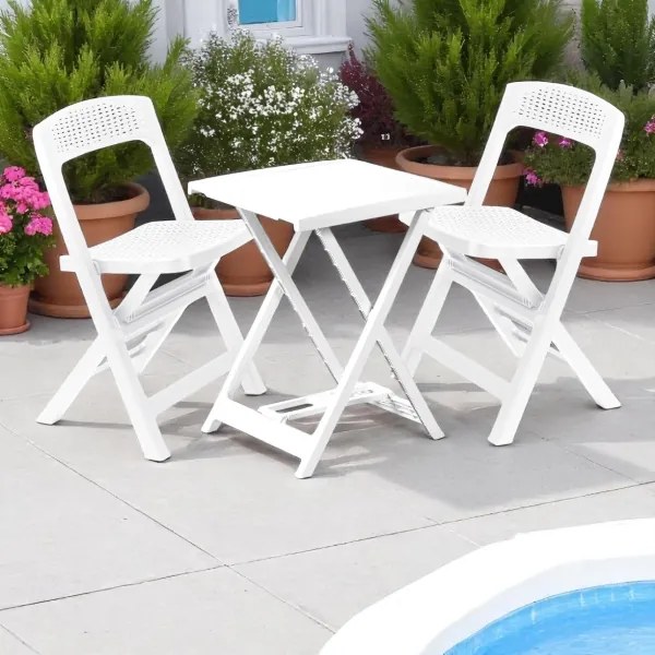 Tavolo pieghevole 50x47 cm bianco in polipropilene per esterno LENAK