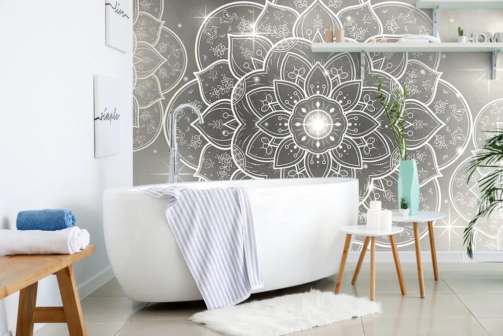 Carta da parati – Mandala orientale in bianco e nero
