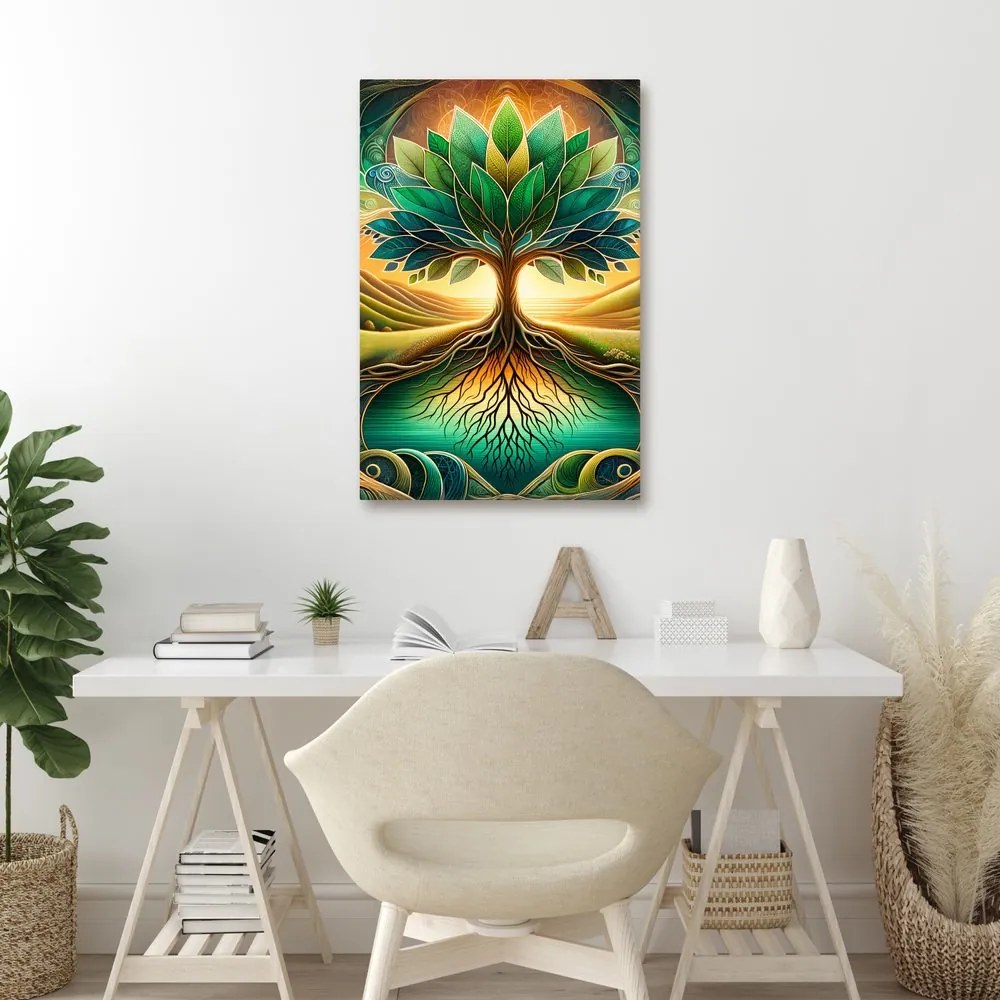 Quadro su tela – Albero della vita mistico al lago