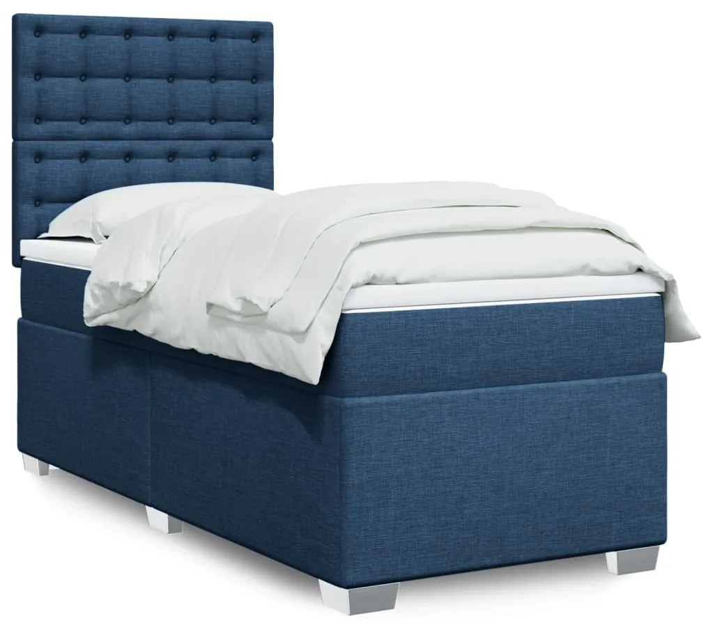 Giroletto A Molle Con Materasso Blu 100x200 Cm İn Tessuto /