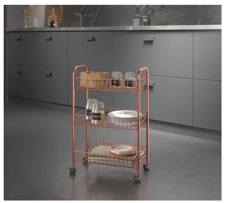 Organizzatore mobile con 3 ripiani in rame Lugano - Metaltex