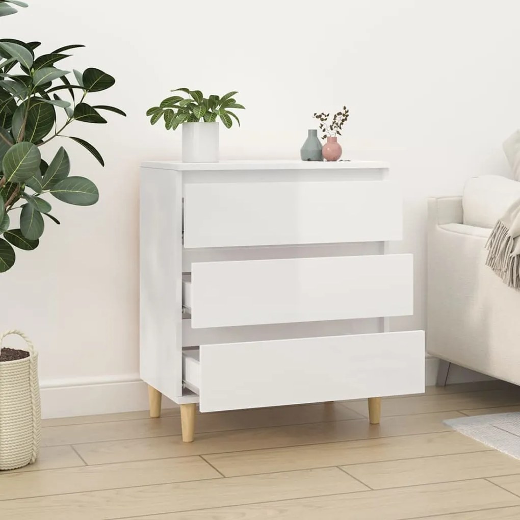 Credenza bianco lucido 60x35x70 cm in legno multistrato