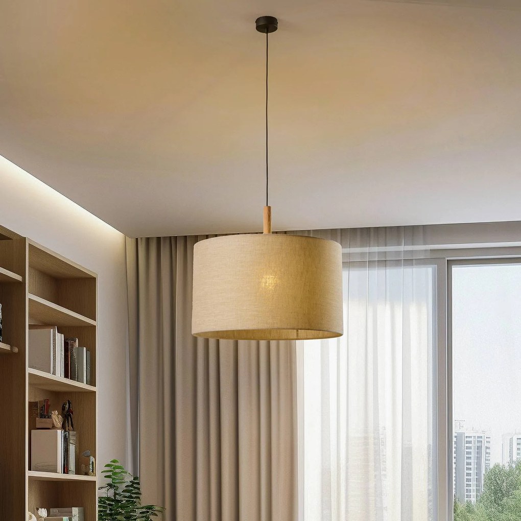 TK Lighting Lampada a sospensione Deva Nature, 1 luce, paralume in tessuto