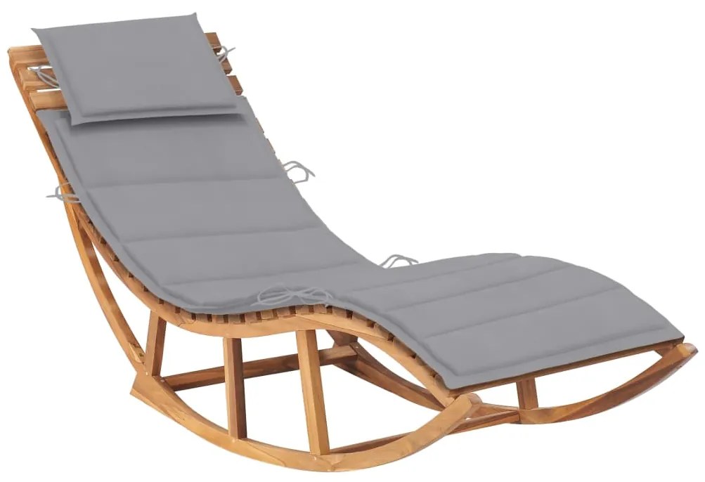Lettino Prendisole A Dondolo Con Cuscino İn Massello Di Teak /
