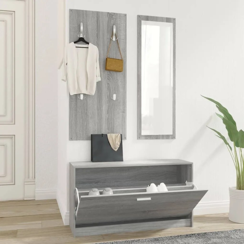 Set Scarpiere 3 İn 1 Grigio Sonoma İn Legno Multistrato /