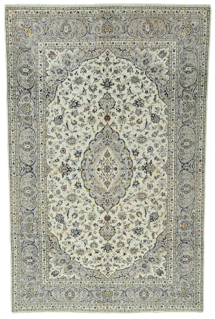 Kashan Tappeto 200x300 Beige (Iran) Annodato A Mano