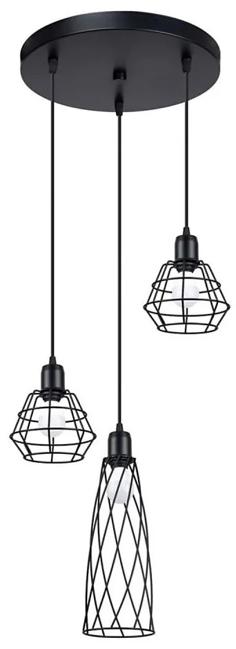 Sollux SL.1166 - Lampadario a sospensione con filo SUBA 3xE27/15W/230V nero