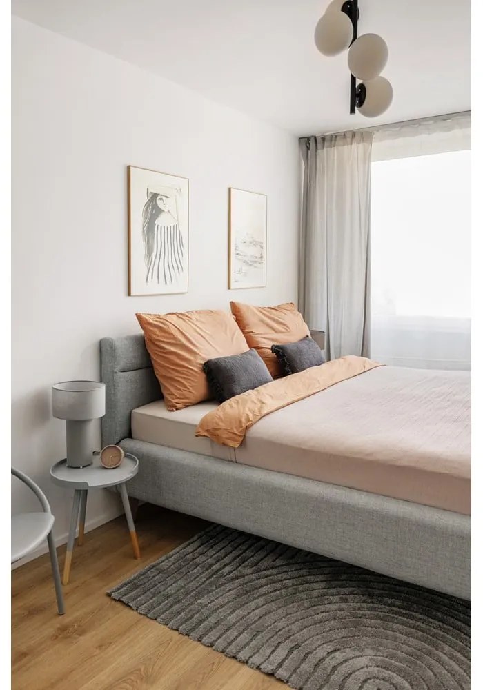 Letto matrimoniale imbottito grigio chiaro con contenitore con rete inclusa 160x200 cm Lotte – Meise Möbel