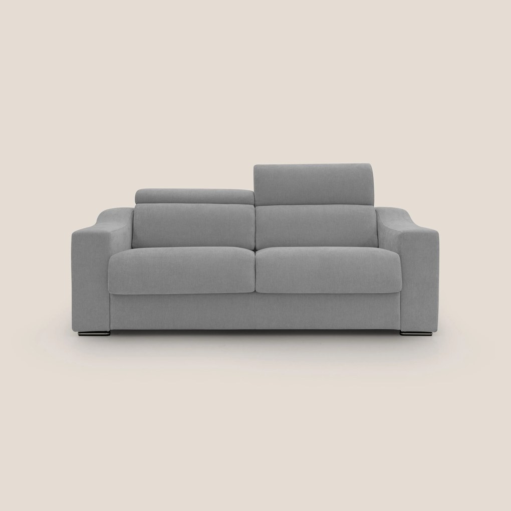 Bomber divano letto matrimoniale con poggiatesta in tessuto impermeabile T14 grigio chiaro