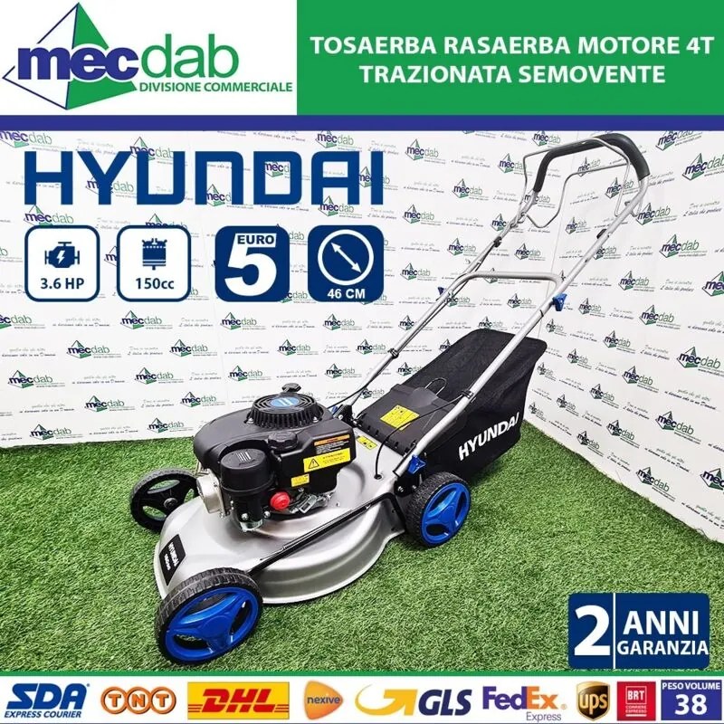Hyundai - 65470 Rasaerba trazionato con Sistema di Taglio 4 in 1 Raccolata Posteriore