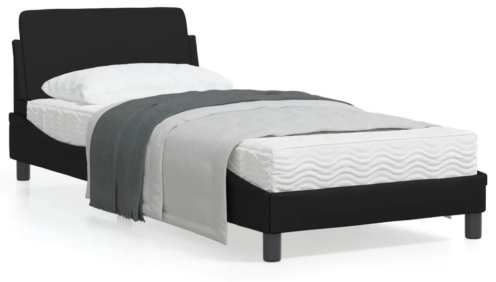 Giroletto Con Testiera Nero 80x200 Cm İn Similpelle /