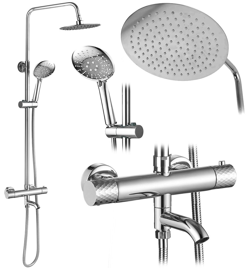 Set Doccia da incasso con Termostatato Lungo Diamond Chrome
