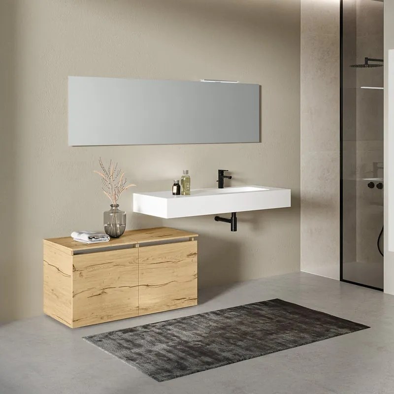 Mobile da bagno sospeso sotto lavabo L 50 x H 53 x P 46 cm beige, 1 cassetto Barrik
