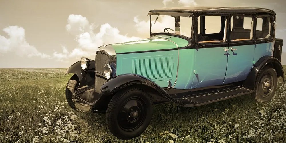 Quadro su tela – Auto retrò blu