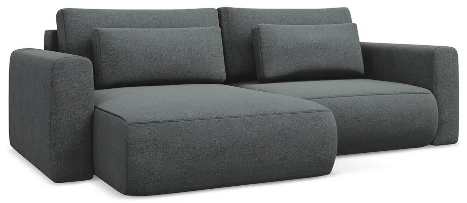 Divano angolare grigio scuro allungabile/con contenitore (con penisola a sinistra/con chaise lounge) Kapua – Makamii