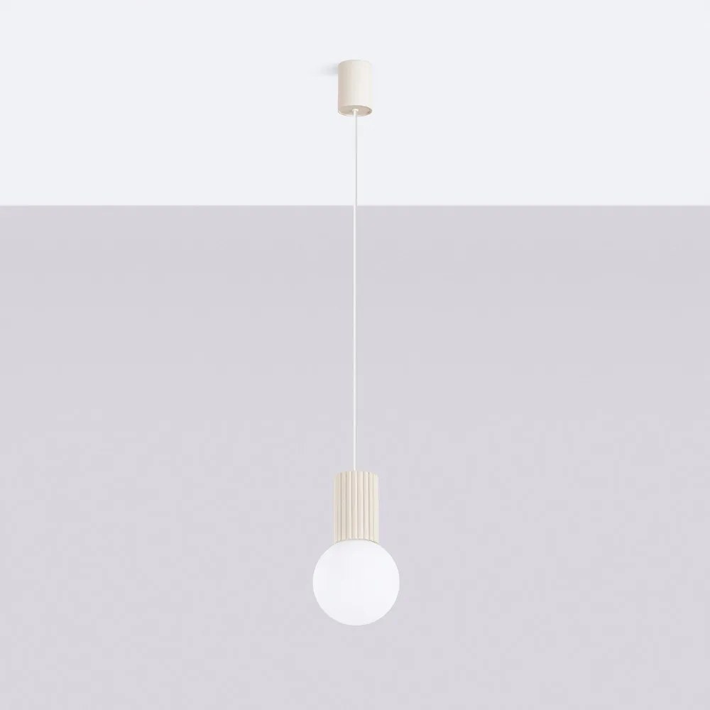 Lampadario color crema con paralume in vetro ø 12 cm Orbital – Sollux
