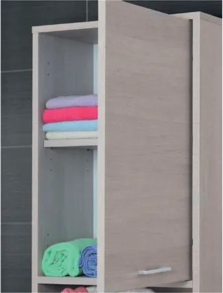 Colonna da bagno portabiancheria 180 cm a 2 ante in legno Rovere Chiaro WORLD