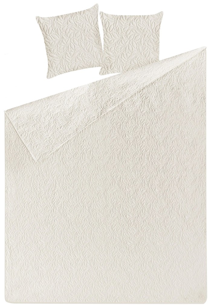 Copriletto trapuntato con cuscini crema 140 x 210 cm RUDKHAN Beliani