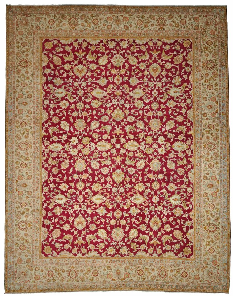 Sarouk Tappeto 410x320 Rosso (Iran) Annodato A Mano