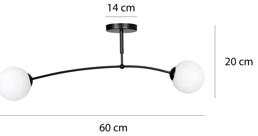 Lampadario a Sospensione in Acciaio e Vetro PREGOS 2 Nero/Bianco 2xE14