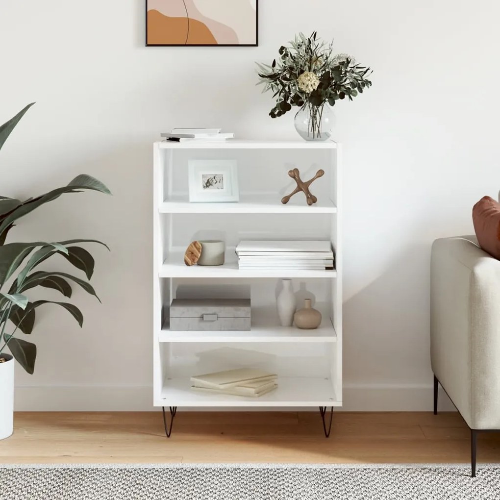 Credenza bianco lucido 57x35x90 cm in legno multistrato