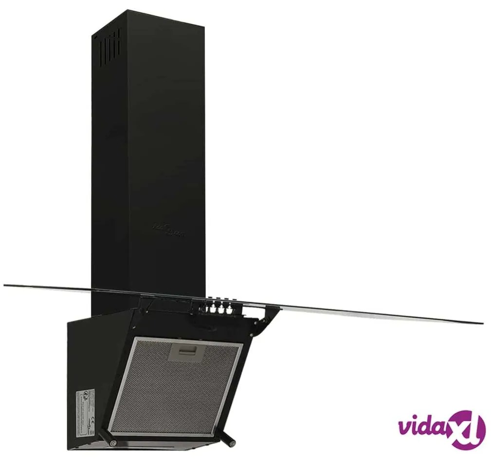 vidaXL Cappa a Parete 90 cm in Acciaio e Vetro Temperato Nero