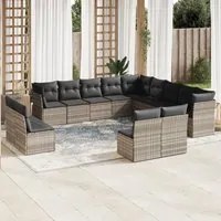 Set Divano Giardino 12 pz con Cuscini Grigio Chiaro Polyrattan 3218422