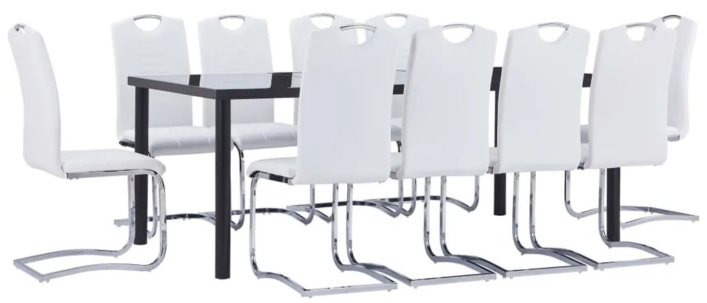 Set Sala Da Pranzo 11 Pz İn Similpelle Bianca /