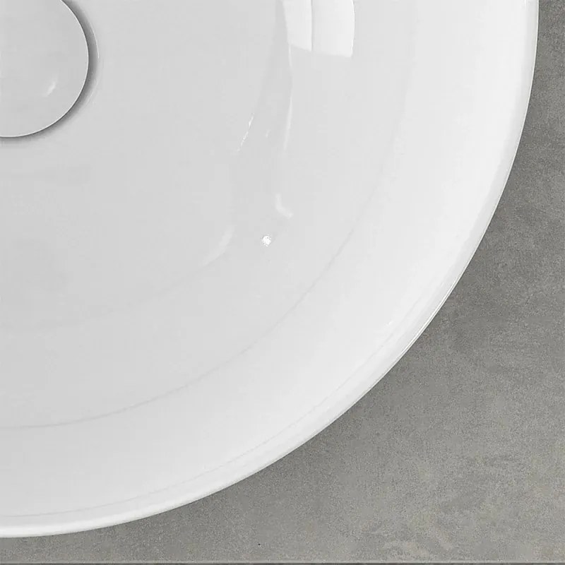 Lavamani da appoggio a bacinella 40 cm in ceramica bianco lucido
