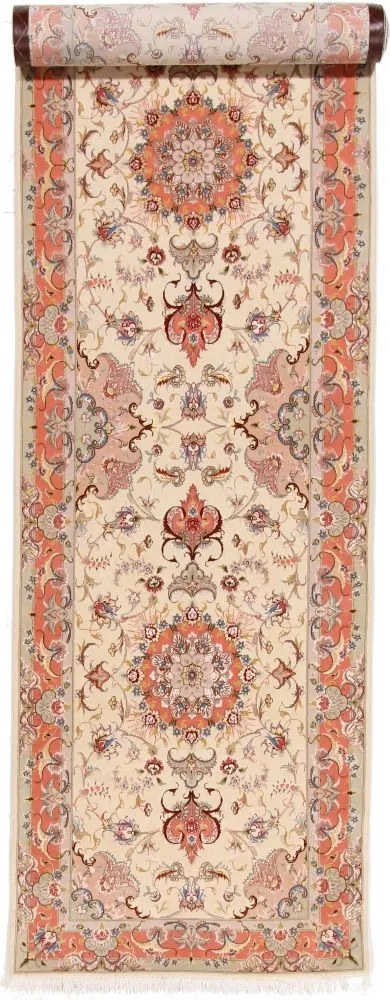 Tabriz Tappeto 90 x 420 Rosa (Iran) Annodato A Mano