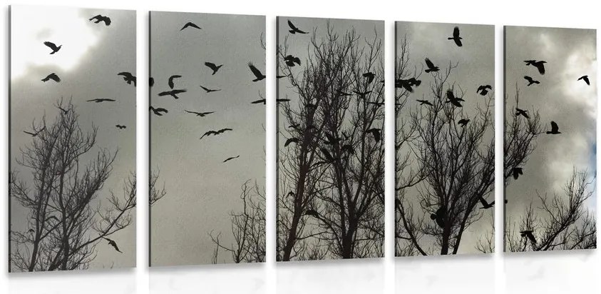 Quadri 5 pezzi – Stormo di corvi