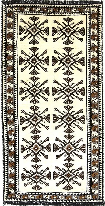 Shiraz Tappeto persiano 100x200 Beige (Iran) Annodato A Mano